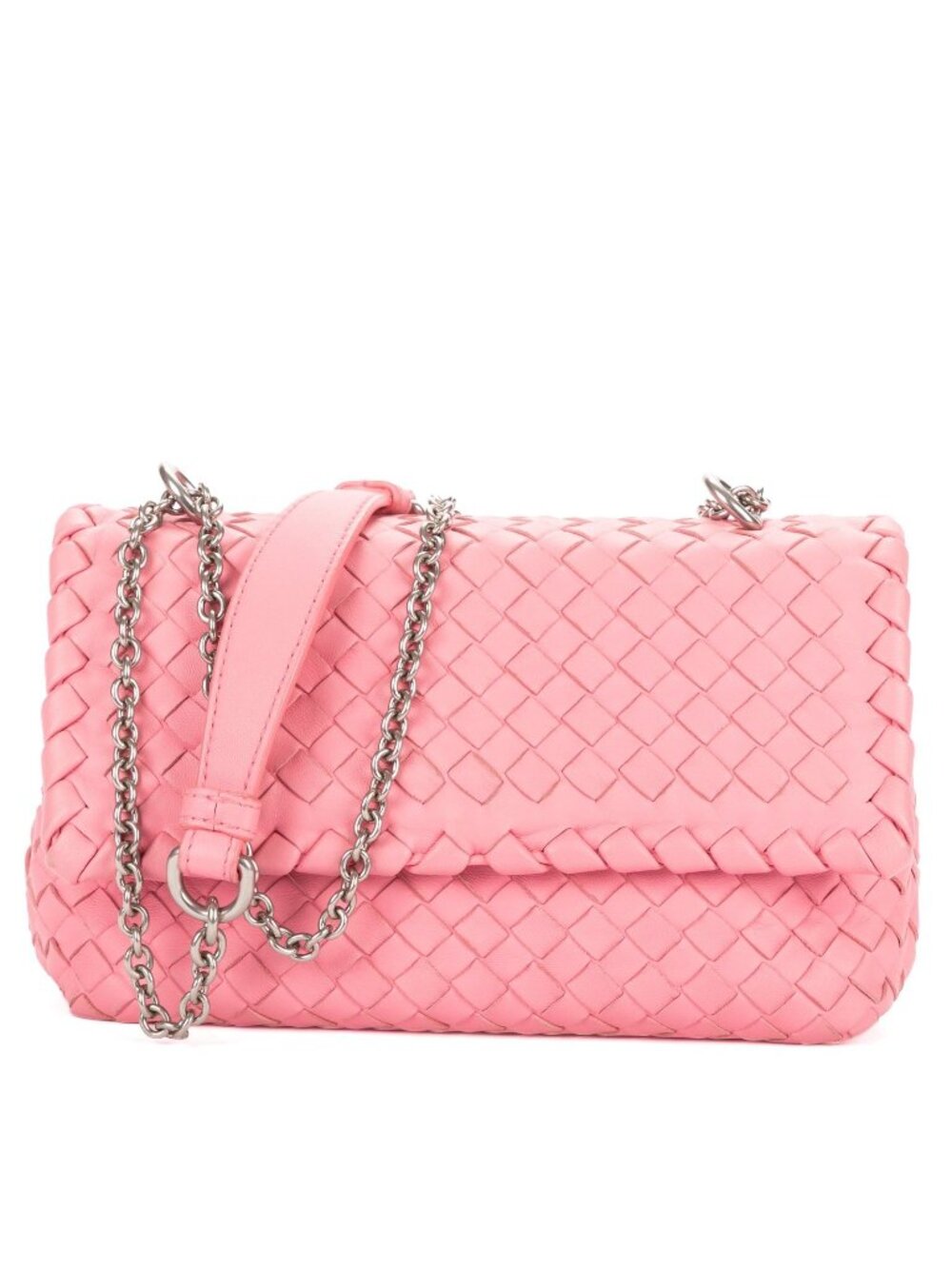 Bottega Veneta Baby Olympia Pink Intrecciato Leather Shoulder Bag